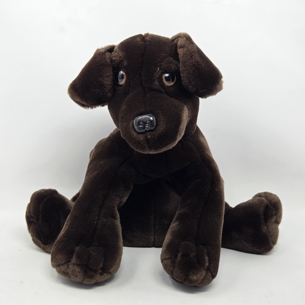 VINTAGE Purr-Fection MJC 1992 Brown DOG Very Heavy Stuffed 14 Inch Adorable RARE